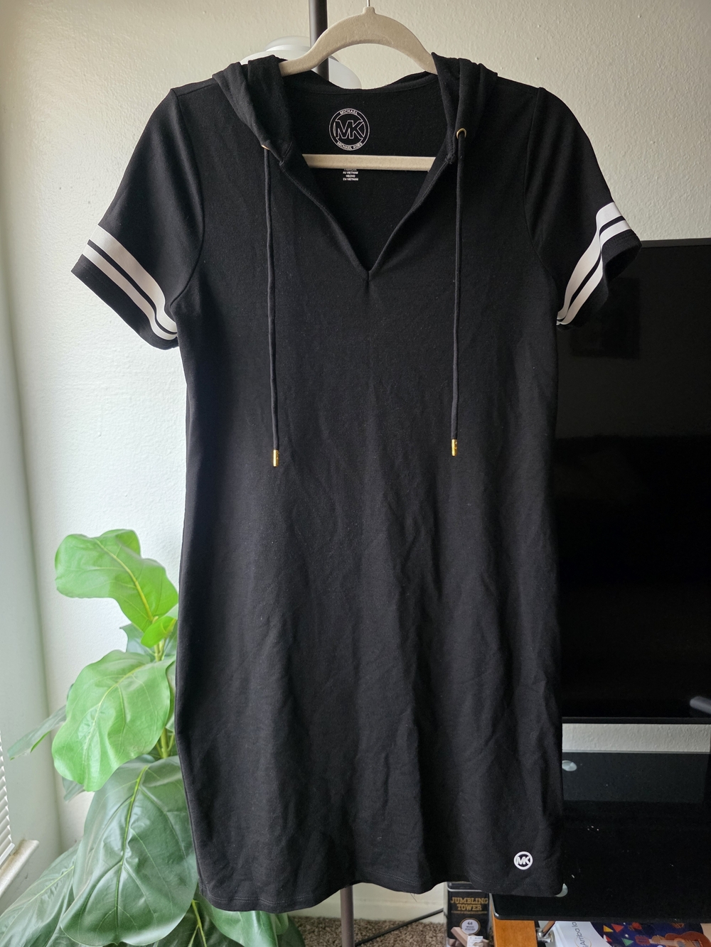 Michael Kors Black Sport Dress with Hood
